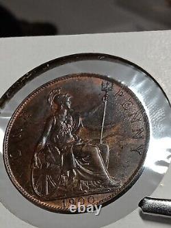 1900 Great Britain One Penny Unc Bu Red Brown STUNNING Coin N/204