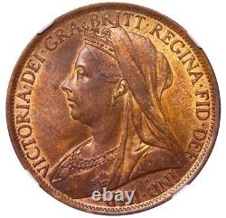 1901 Great Britain Queen Victoria Bronze 1 Penny NGC MS 63 BN