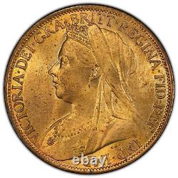 1901 Great Britain Queen Victoria Penny PCGS MS64 RD Lovely detail