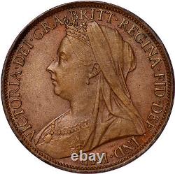 1901 Uk Great Britain Penny Red Brown Unc