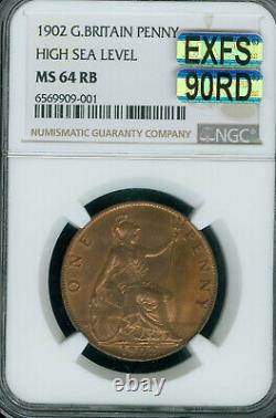 1902 H. S. L. Great Britain Penny Ngc Ms-64 Rb Pq Mac Exfs 90rd Spotless