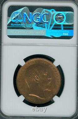 1902 H. S. L. Great Britain Penny Ngc Ms-64 Rb Pq Mac Exfs 90rd Spotless