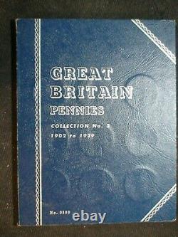 1902 TO 1929 Great Britain Large One Penny Book 28 1P Coins IN WHITMAN ALBUM