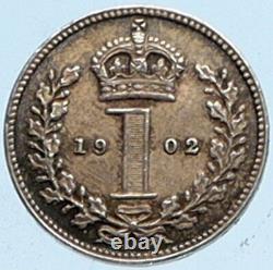 1902 UK GREAT BRITAIN United Kingdom EDWARD VII OLD Silver Penny Coin i97577