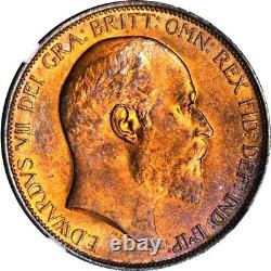 1903 Great Britain 1 Penny, NGC MS 65 RB, Red Brown