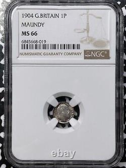 1904 Great Britain Maundy 1 Penny NGC MS66 Lot#G5396 Silver! Gem BU