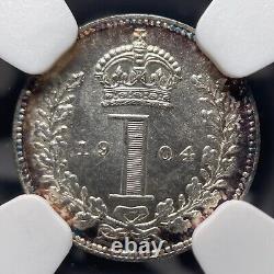 1904 Great Britain Maundy 1 Penny NGC MS66 Lot#G5396 Silver! Gem BU