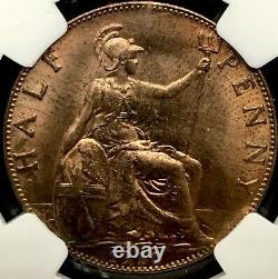 1910 Great Britain Half Penny NGC MS64 (Ch. UNC) Only 5 Higher