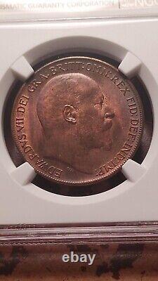 1910 Great Britain Penny NGC MS64 RB Very Attractive Red Brown 2117