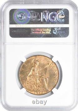 1911 MS64 RB Great Britain 1 Penny UNC NGC KM# 810 Pop 11/4 401 Registry Points