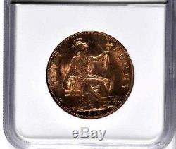 1914 Great Britain 1 Penny, NGC MS 65 RD, Red