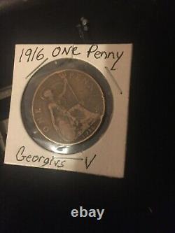 1916- Great Britain- George V One Penny Bronze Coin- Km# 810 Rare
