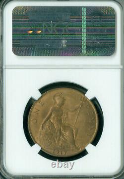 1917 Great Britain Penny Ngc Ms64 Rb Mac 90rd 2nd Finest Registry & Spotless