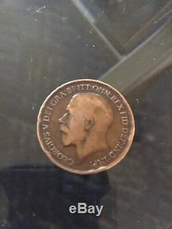 1917 UK Great Britain British One 1 Penny King George V WWI Era Coin VF