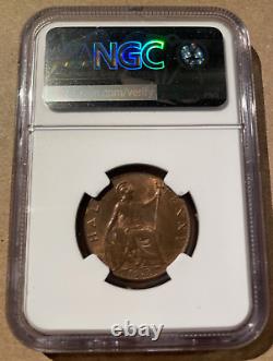 1920 GREAT BRITAIN 1/2 PENNY NGC MS 63 BN Bronze Top Pop! Finest Known