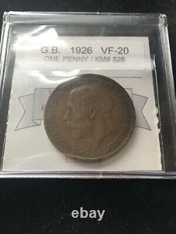 1926 Great Britain, One Penny, Coin Mart GradedVF-20 KM# 826