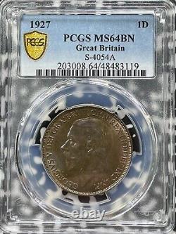 1927 Great Britain 1 Penny PCGS MS64BN Lot#G5838 Choice UNC! S-4054A