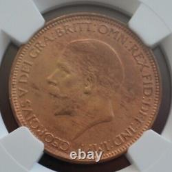 1929 Great Britain Half Penny Graded by NGC as MS 65 RB