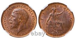 1932 Great Britain King George V Bronze 1/4 Penny NGC MS 65 BN