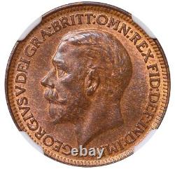 1932 Great Britain King George V Bronze 1/4 Penny NGC MS 65 BN