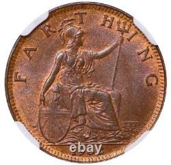 1932 Great Britain King George V Bronze 1/4 Penny NGC MS 65 BN