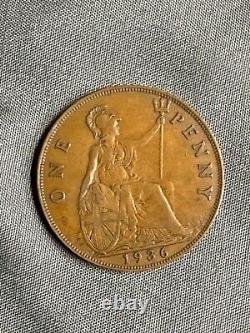 1936 Great Britain One Penny Coin Better Condition George V