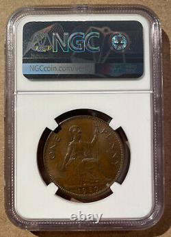 1950 GREAT BRITAIN ONE PENNY NGC MS 64 BN Only 3 in Higher Grades