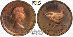 1953 Great Britain 1 Farthing Pcgs Pr64rb Proof Toned Only 16 Graded Higher