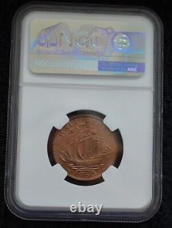 1953 Great Britain Half Penny Graded by NGC as MS 66 RD