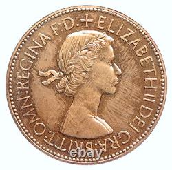 1953 UK Great Britain QUEEN ELIZABETH II Britannia Proof 1 Penny Coin i112477