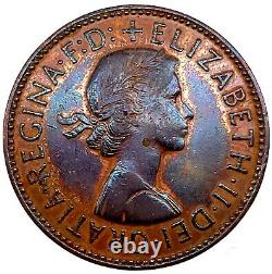 1959 Great Britain 1/2 Penny Bronze Ch Bu Proof Km#896 With Stunning Toning