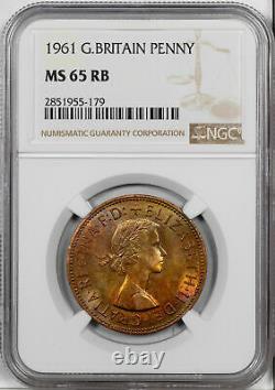 1961 Great Britain 1 Penny Ngc Ms 65 Rb Toned