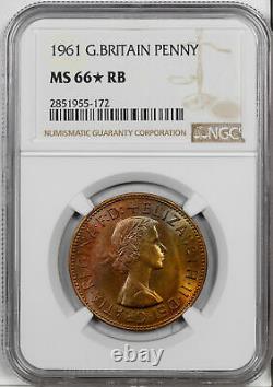 1961 Great Britain 1 Penny Ngc Ms 66 Rb Star Finest Known Worldwide