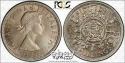 1963 Great Britain Two Shillings PCGS MS64 Rose Color Toned Only 2 Graded Higher