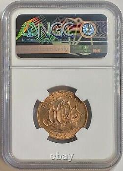 1963 Uk Great Britain 1/2 Penny Ngc Ms 65 Rb Only 3 Graded Higher Worldwide. E
