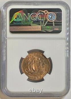 1963 Uk Great Britain 1/2 Penny Ngc Ms 65 Rb Only 3 Graded Higher Worldwide. F
