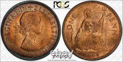 1964 Great Britain One Penny Bu Pcgs Ms64rb Color Toned Only 2 Graded Higher