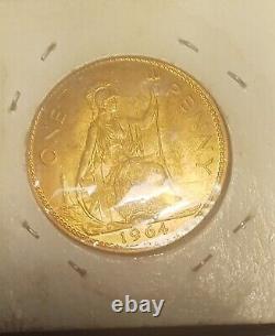 1964 Great Britain Queen Elizabeth II Bronze Penny Coin 23d