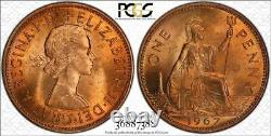1967 Great Britain 1 Penny Pcgs Ms64rd S-4157 Stunning Luster Nice Choice Bu