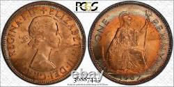 1967 Great Britain One 1 Penny Pcgs Ms64rb Rainbow Toned Only 6 Graded Higher