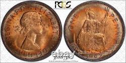 1967 Great Britain One 1 Penny Pcgs Ms64rd Circle Toned Gem Bu Choice