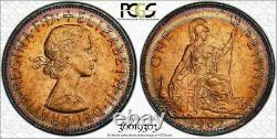1967 Great Britain One Penny Bu Pcgs Ms64rd Circle Toned Coin In High Grade