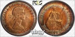 1967 Great Britain One Penny Pcgs Ms64rb Circle Toned None Graded Higher