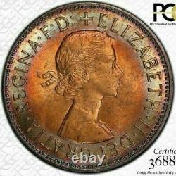 1967 Great Britain One Penny Pcgs Ms64rb Circle Toned Only 6 Graded Higher