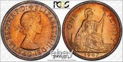 1967 Great Britain One Penny Pcgs Ms65rb Circle Toned Finest Known Grade