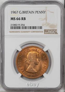 1967 Great Britain Penny Ngc Ms 66 Rb Only 2 Graded Higher #d