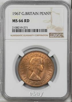 1967 Great Britain Penny Ngc Ms 66 Rd Only 4 Graded Higher #