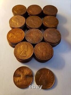1967 UK Great Britain British One 1 Penny Elizabeth II Coins/Lot of 112 Coins