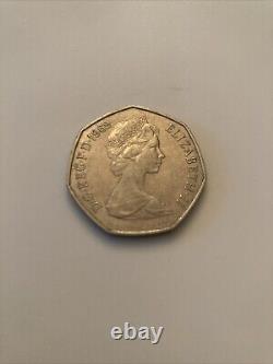 1969 Elizabeth II D-G-REG-F-D NEW PENCE 50 Nice coin vintage RARE