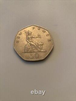 1969 Elizabeth II D-G-REG-F-D NEW PENCE 50 Nice coin vintage RARE